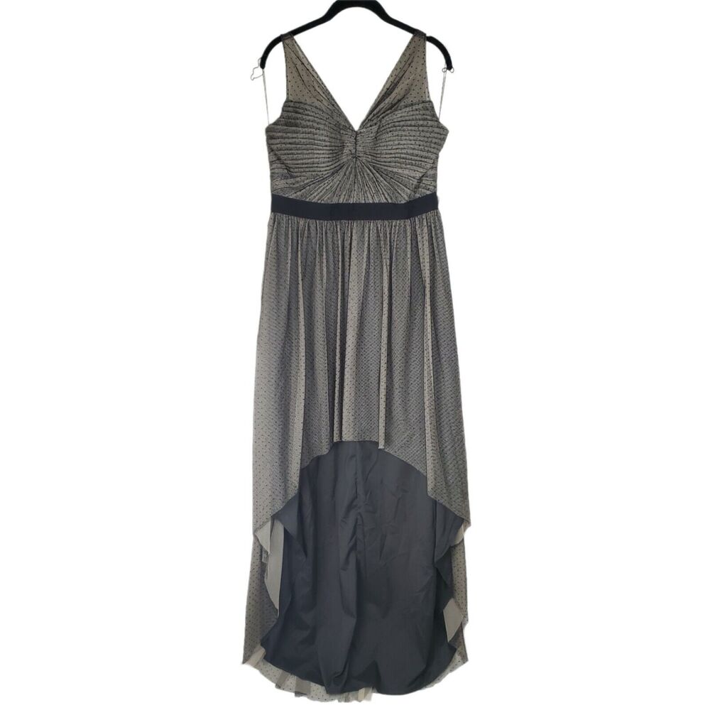 Adrianna Papell Dress Womens Size 12 Glitter Tulle High-Low Formal Gown Black